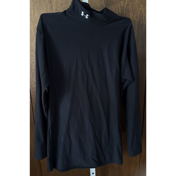Men's Under Armour Cold Gear Long Sleeve Mock Neck Compression Shirt Sz XL Black - Picture 1 of 4